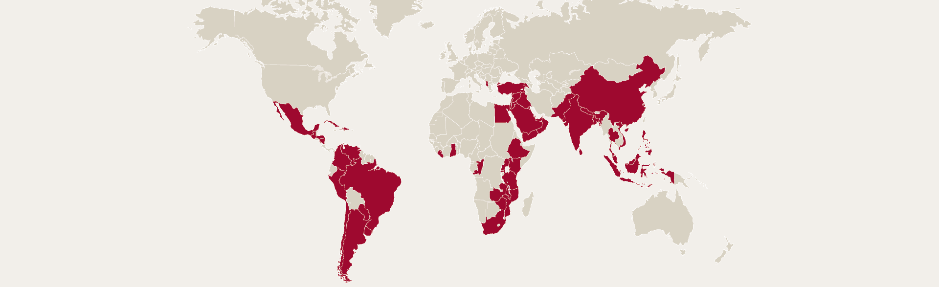Weltkarte mit Ländern, in denen die Bibel Liga tätig ist
